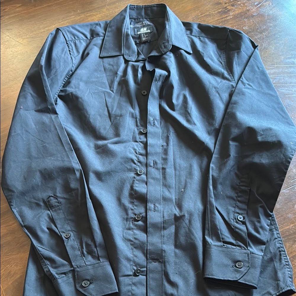 H&M Black Dress Shirt Formal Long Sleeve